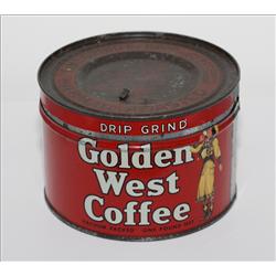 1-Pound Golden West Key-Wind Coffee Tin