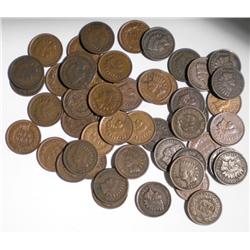 50 Indian Head Cents, Mixed Dates