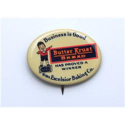Neat Butter Krust Oval Pinback, 1914