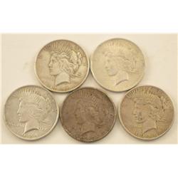 5 Peace Silver Dollars