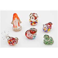 6 Asst. Glass Animal Paperweights