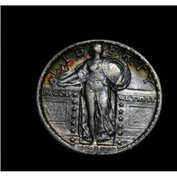 1917-p Type II Standing Liberty Quarter 25c grades au58