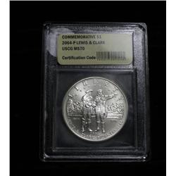 2004-p Lewis & Clark Uncirculated Commemorative Dollar Graded ms70