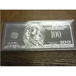 Large Size $100 Bill In Silver Leaf