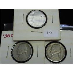 3-1938-D Jefferson Nickels