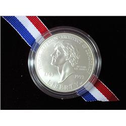 1993 Thomas Jefferson UNC Silver Dollar