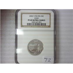 2002-S Silver Ohio Quarter NGC PF69 Ultra Cameo