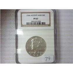 1964 Accent Hair JFK Half NGC PF67