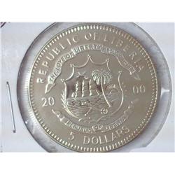 2000 Republic Of Liberia $5 Proof