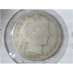 1908-D Barber Half Dollar