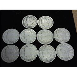 10 Assorted Liberty "V" Nickels