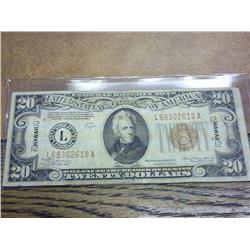 1934-A $20 Hawaii Overprint (FRN) Brown Seal