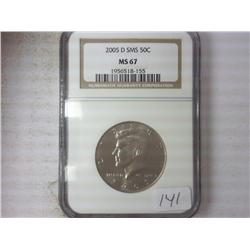 2005-D SMS Kennedy Half NGC MS67