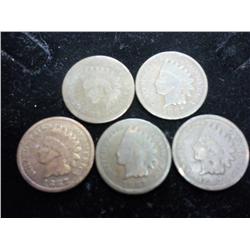 5 1880's Indian Head Cents