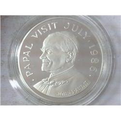 1986 St. Lucia $5 Papal Visit (Silver, Proof)