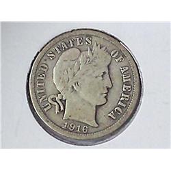 1916 Barber Dime (VG+)