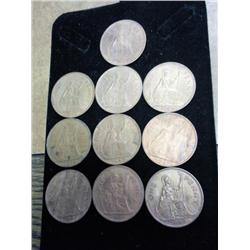 10 Great Britain Large One Pennies (1940-64)