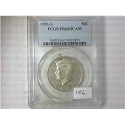1991-S Kennedy Half PCGS PR66DCAM