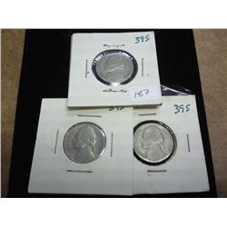 3-1939-S Jefferson Nickels