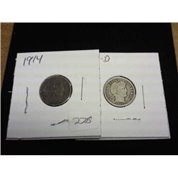 1914 & 14-D Barber Dimes