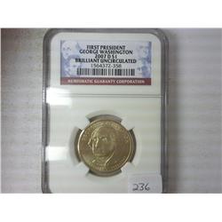 2007-D Washington Dollar NGC Brilliant UNC
