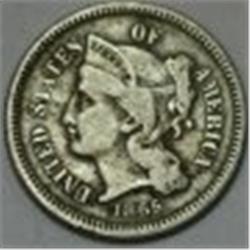 1865 Three Cent Nickel F12