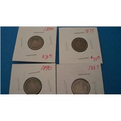 4 Seated Liberty Silver Dimes