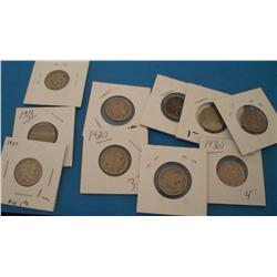Lot of 10 Mixed Date Buffalo Nickels