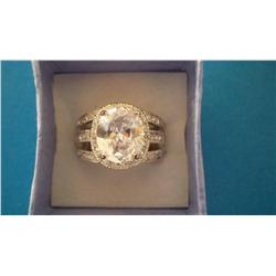 Large Carat White Topaz in Sterling Silver Ring