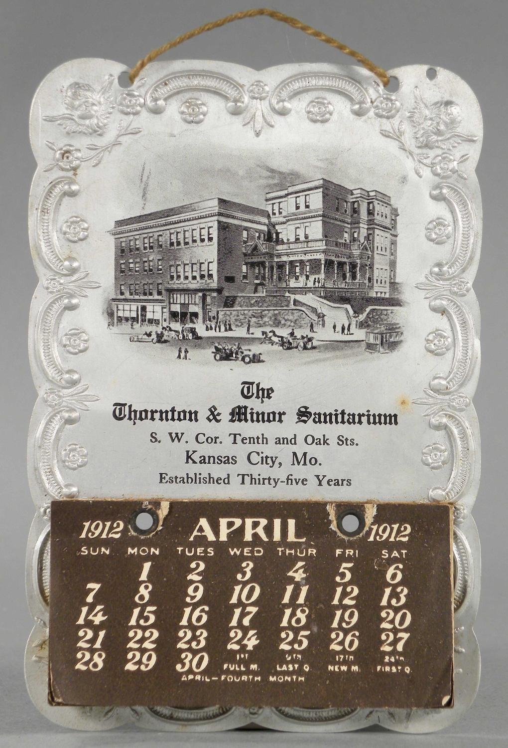 1912 Calendar for Kansas Sanitarium