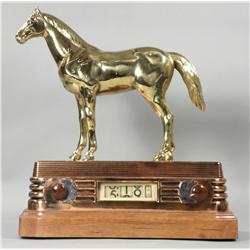 Metal Horse Clock and Radio. Bronze finish. Very Good Cond. Start Price $60