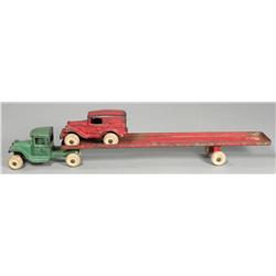 Cast Iron Toy Truck Hauler w/ Car by Arcade