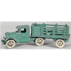 Cast iron Toy Green Stake Bed Truck/Trailer