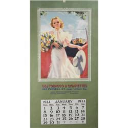 1933 Calendar for D & J Tobacco & Cigarettes