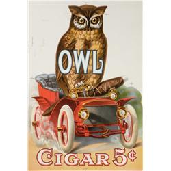 Owl 5 Cent Cigars Cardboard Printers Proof