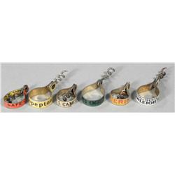 Rare Lot of  Six Pill Bottle Tin Litho Cork Screws