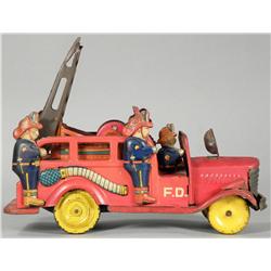 Early Tin Litho Fire Truck