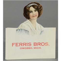 Celluloid Die Cut Needle holder advertising Ferris Bros