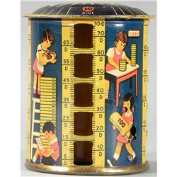 Child's Tin Litho Learning to Save Tin Bank