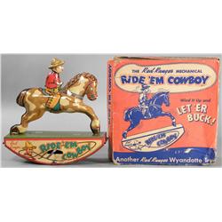 Red Ranger Ride'em Cowboy Tin Wind-up Toy