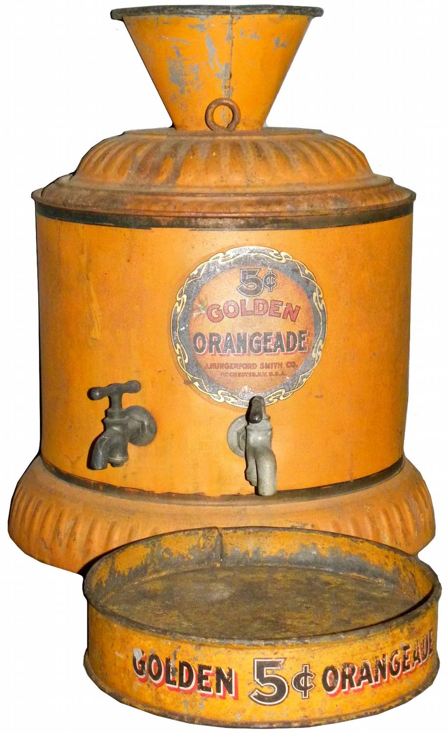 Golden Orange Beverage Tin Dispenser