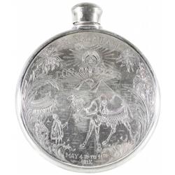 Engraved Silver Whiskey Flask