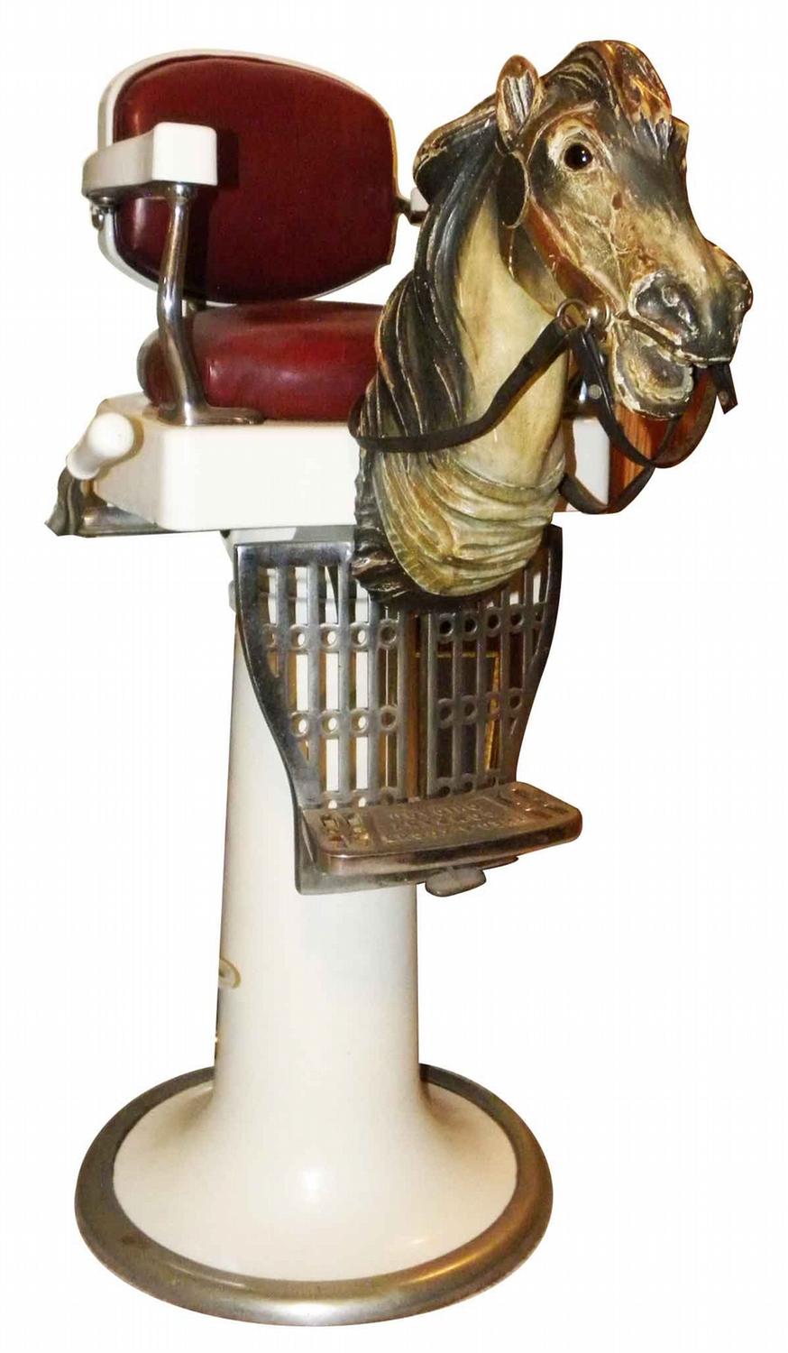 Koken Childs Barber Chair with Carved Horse Head