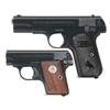 Image 1 : Two Colt Hammerless Semi-Automatic Pistols -A) Colt Model 1903 Pocket Hammerless Semi-Automatic Pist