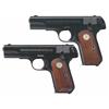 Image 1 : Two Colt Pistols -A) Colt Model 1908 Hammerless 380 Semi-Automatic Pocket Pistol   B) Colt Model 
