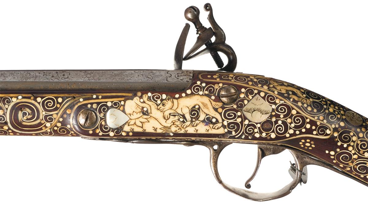 Elaborate Early 18th Century European Flintlock with Ivory and Pearl ...