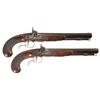 Image 1 : Pair of English Rumbolt Percussion Conversion Dueling Pistols -A) Rumbolt Percussion Pistol   B) 