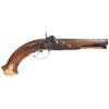 Image 1 : Unmarked European Double Barrel Percussion Pistol with Engraved Fittings and Carved Stock