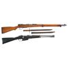 Image 1 : Two WWII Military Longarms -A) Japanese Type 99 Rifle with Bayonet   B) Nazi Proofed Italian Carc