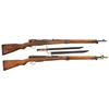 Image 1 : Two WWII Japanese Rifles -A) Japanese Type 99 Short  Rifle with GI Inscription and Bayonet   B) J